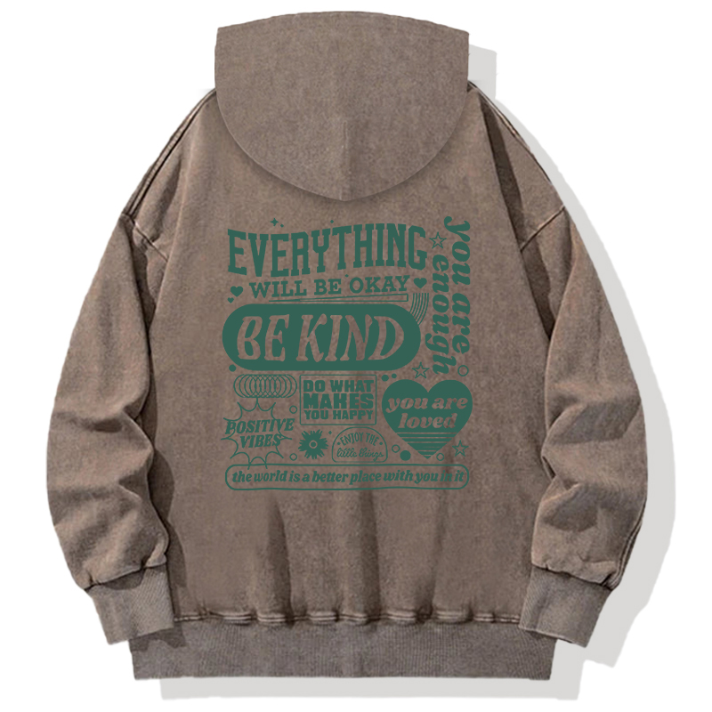 Tokyocanvas EVERYTHING WILL BE OKAY Back Washed Hoodie