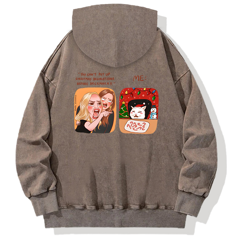 Tokyocanvas Christmas Cat Meme Back Washed Hoodie