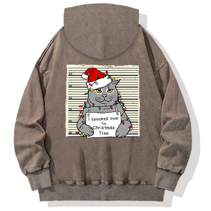 Tokyocanvas Christmas Cat In Jail Back Washed Hoodie