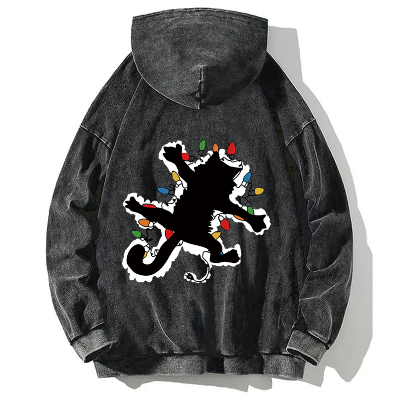 Tokyocanvas Funny Pussy-cat From Christmas Vacation Frieds Lover Back Washed Hoodie