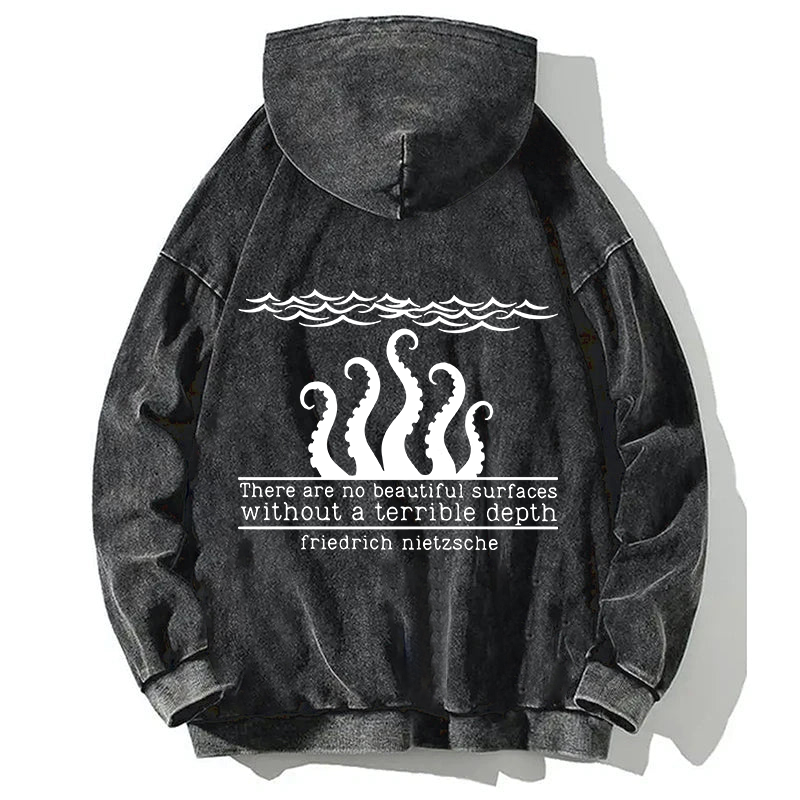 Tokyocanvas Mysterious Octopus Monster Back Washed Hoodie