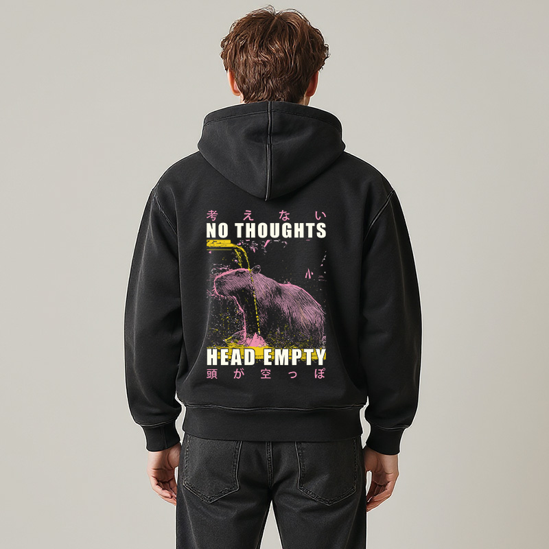 Tokyocanvas No Thoughts Head Empty Washed Zip Hoodie