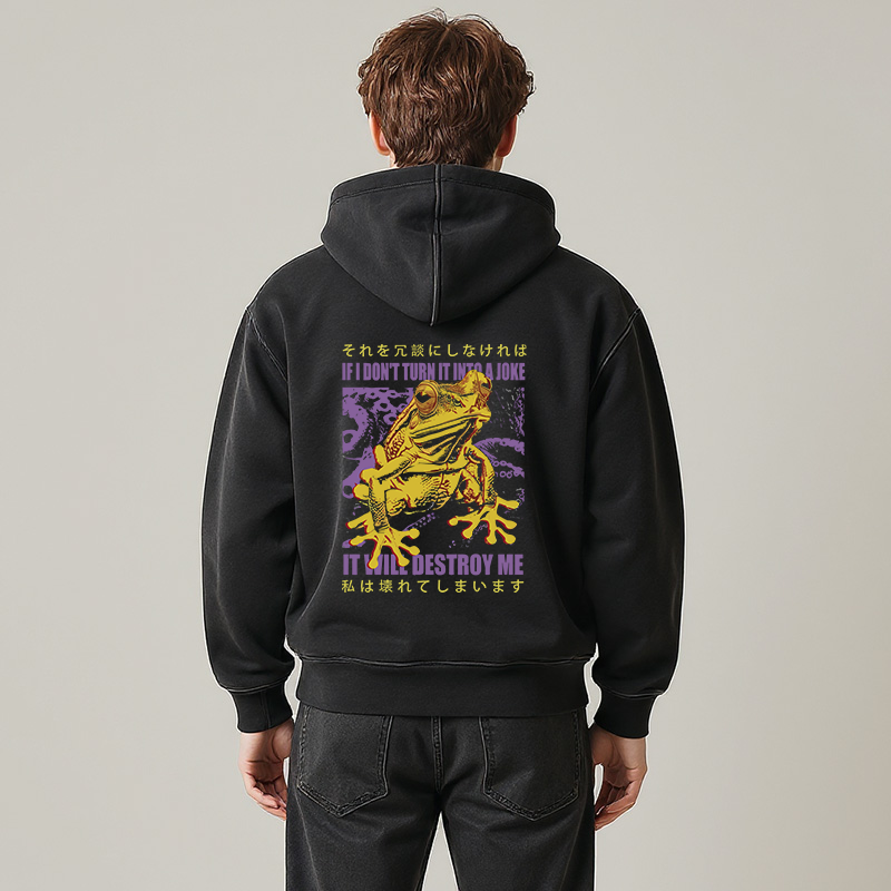 Tokyocanvas A Frog Prone To Emotional Breakdown Washed Zip Hoodie