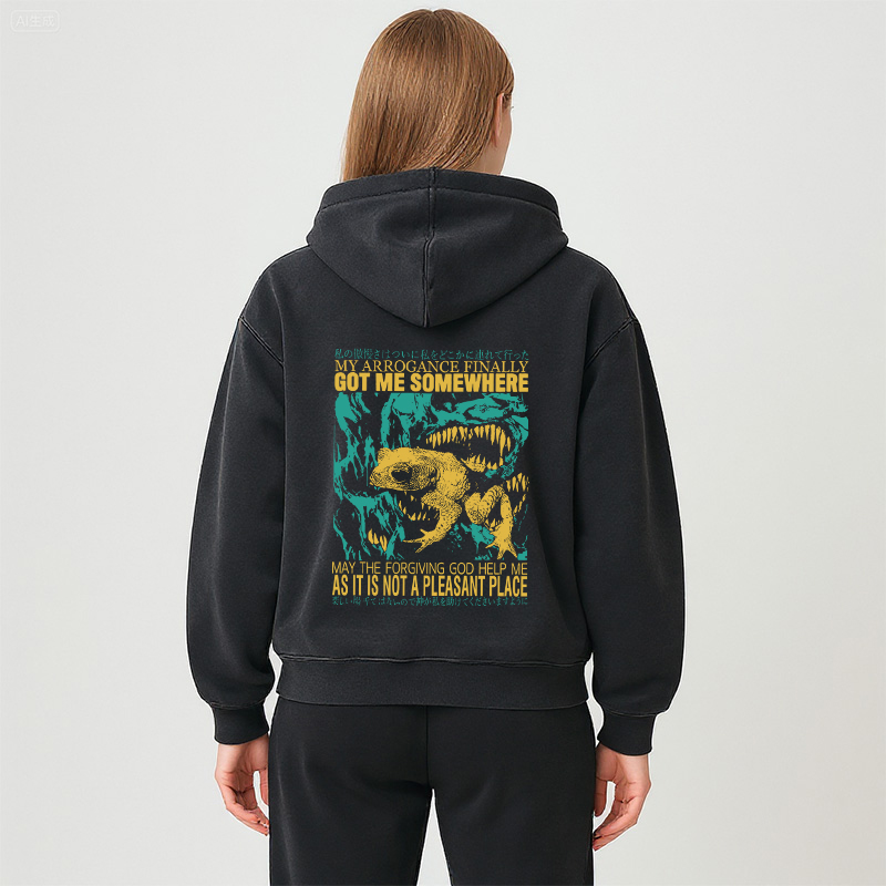 Tokyocanvas My Arrogance Vintage Japanese Frog Washed Zip Hoodie