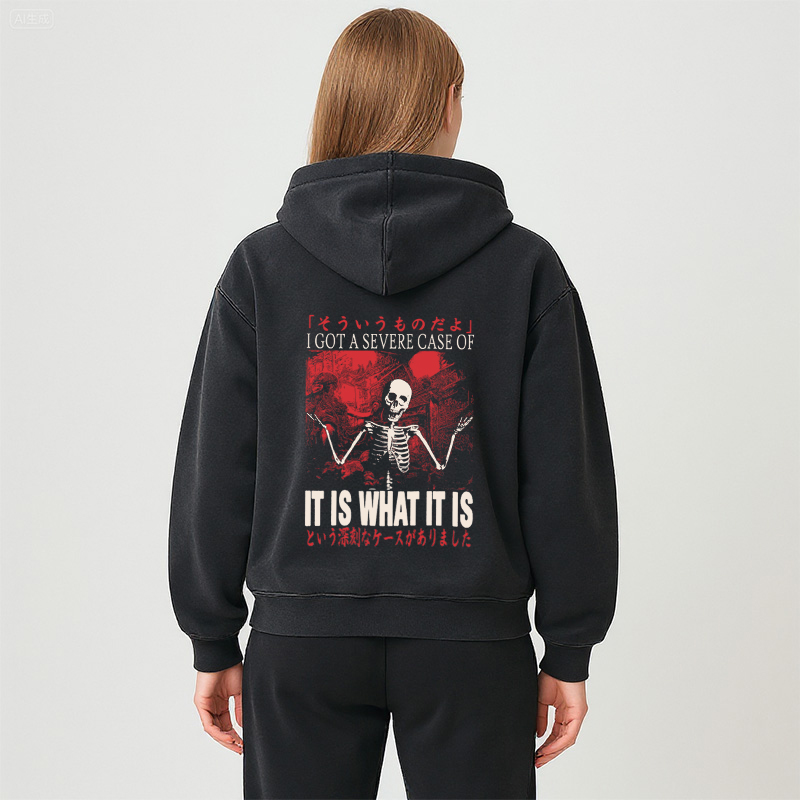 Tokyocanvas It Is What It Is Skeleton Washed Zip Hoodie