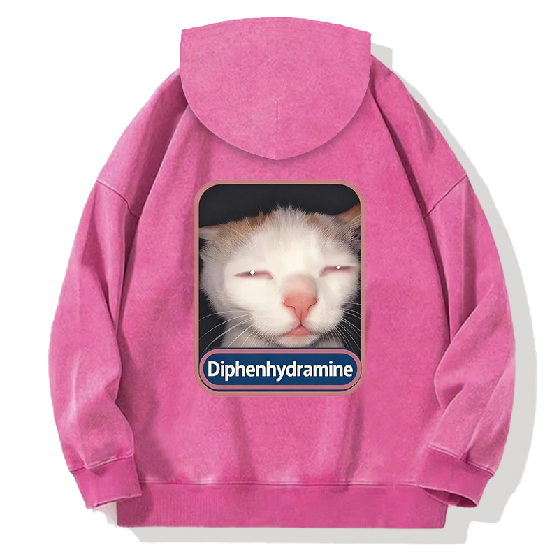 Tokyocanvas Benadryl Cat Meme Back Washed Hoodie