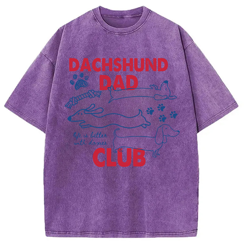 Tokyocanvas Dachshund Dad Club Washed T-Shirt