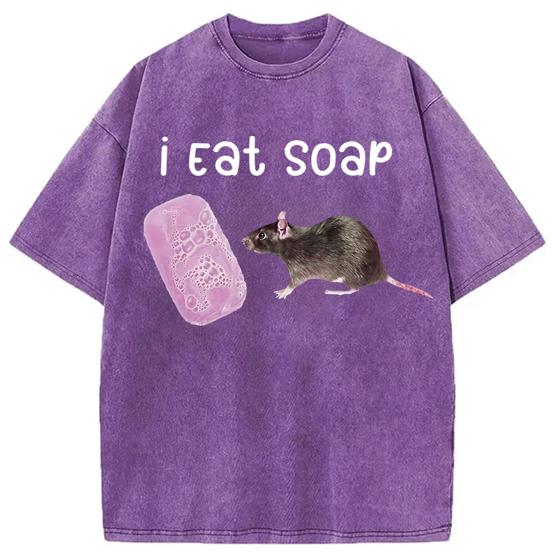 Tokyocanvas I Eat Soap Rat Meme Washed T-Shirt