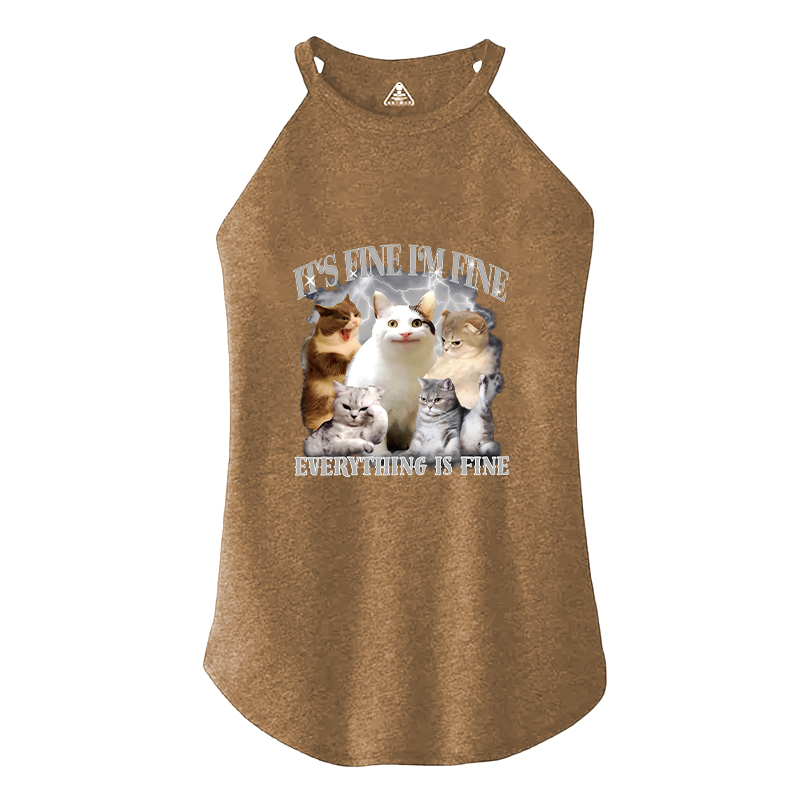 Tokyocanvas Everything Is Fine Cat Meme Cotton Tank