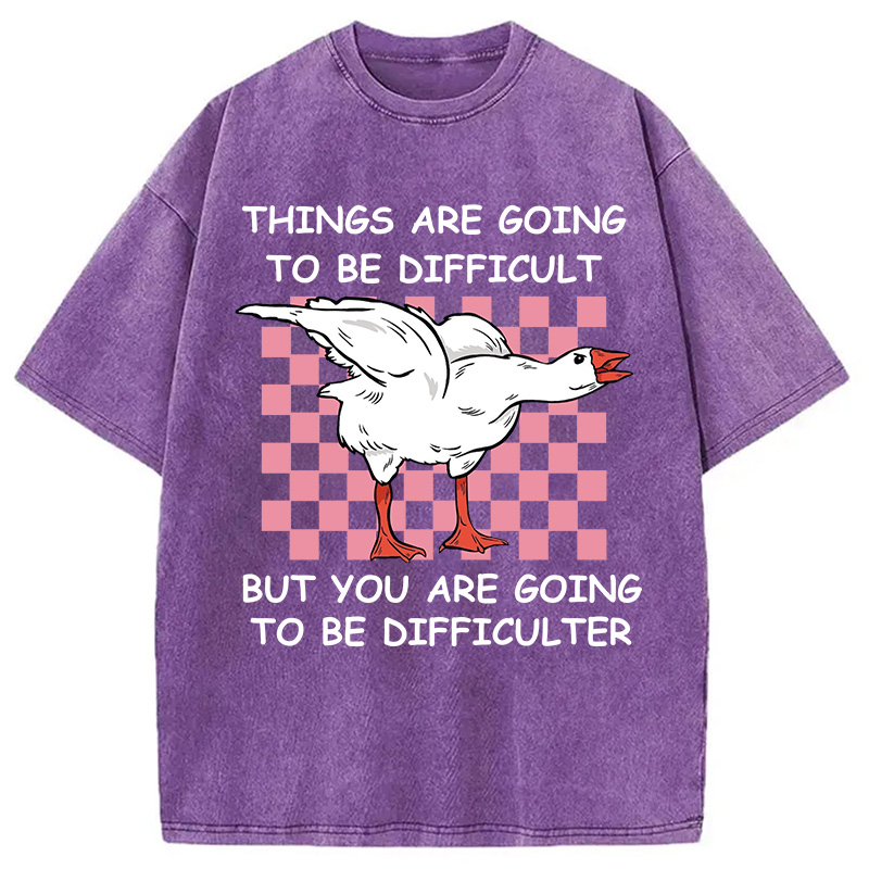 Tokyocanvas Things Are Going To Be Difficult Washed T-Shirt