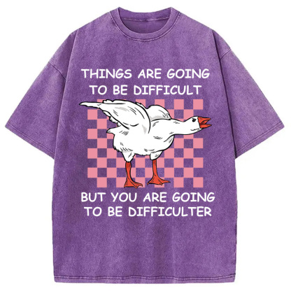 Tokyocanvas Things Are Going To Be Difficult Washed T-Shirt
