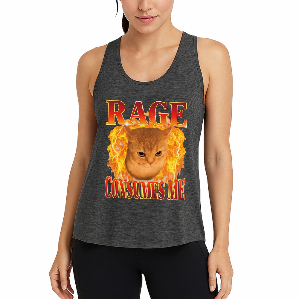 Tokyocanvas Rage Consumes Me Edgy Funny Cat Meme Fitness Tank