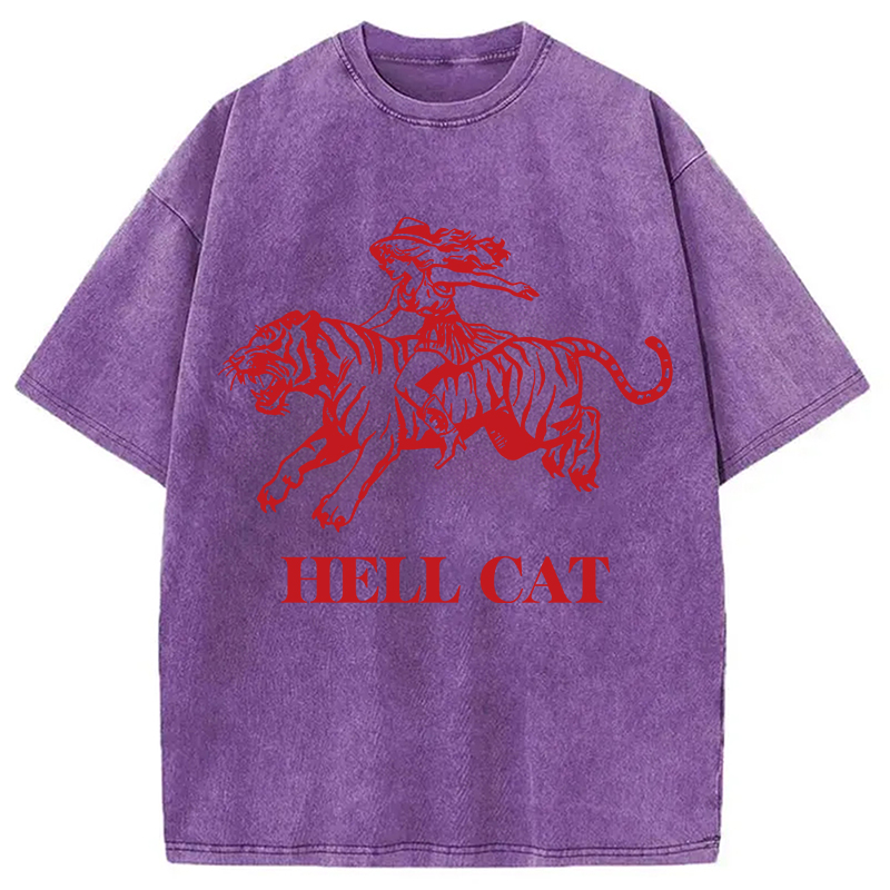 Tokyocanvas Vintage Cowgirl Hell Cat Washed T-Shirt