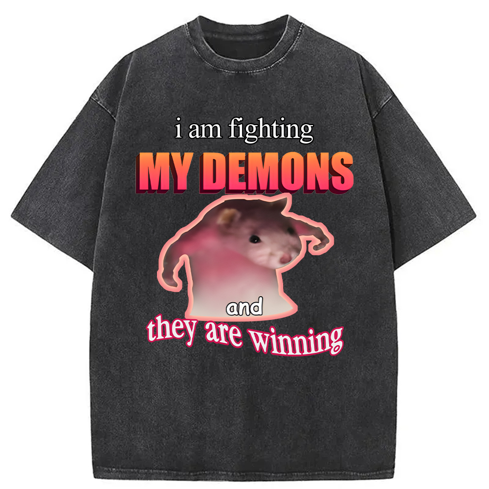 Tokyocanvas Rage Rat Meme Washed T-Shirt