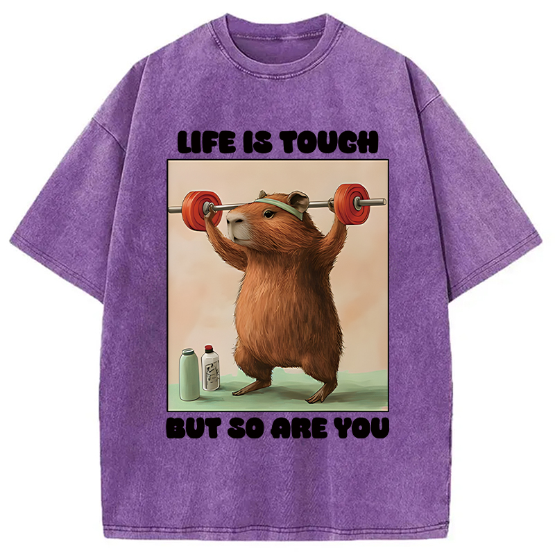 Tokyocanvas Capybara Lifting Washed T-Shirt