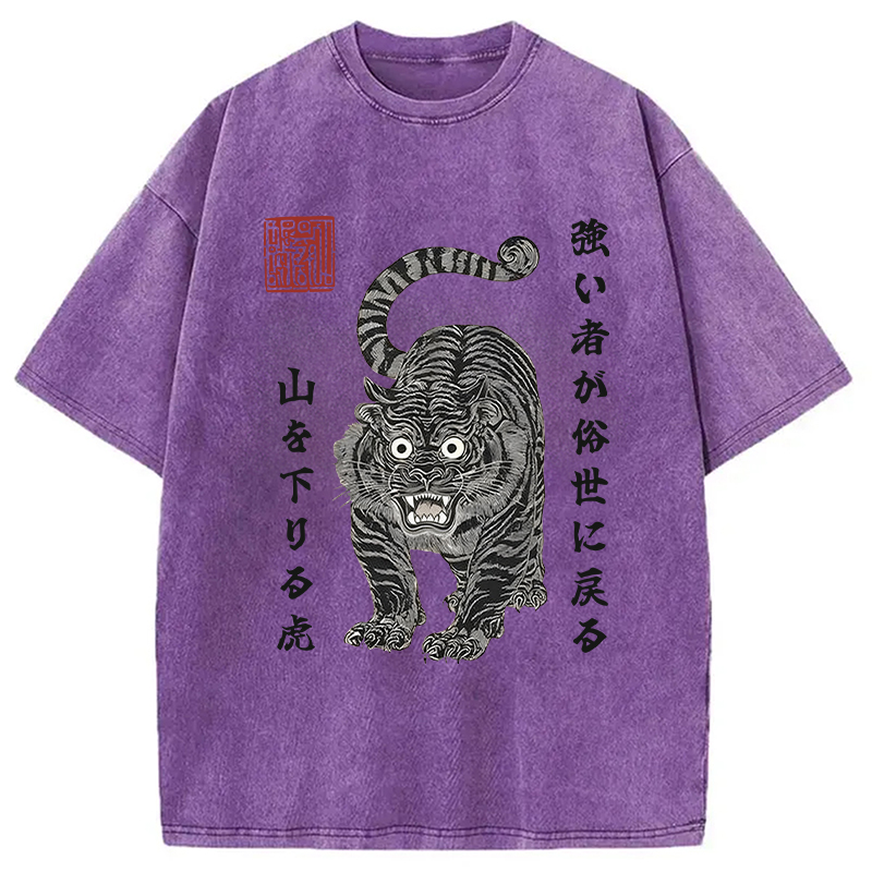 Tokyocanvas Wild Back Strong Tiger Washed T-Shirt
