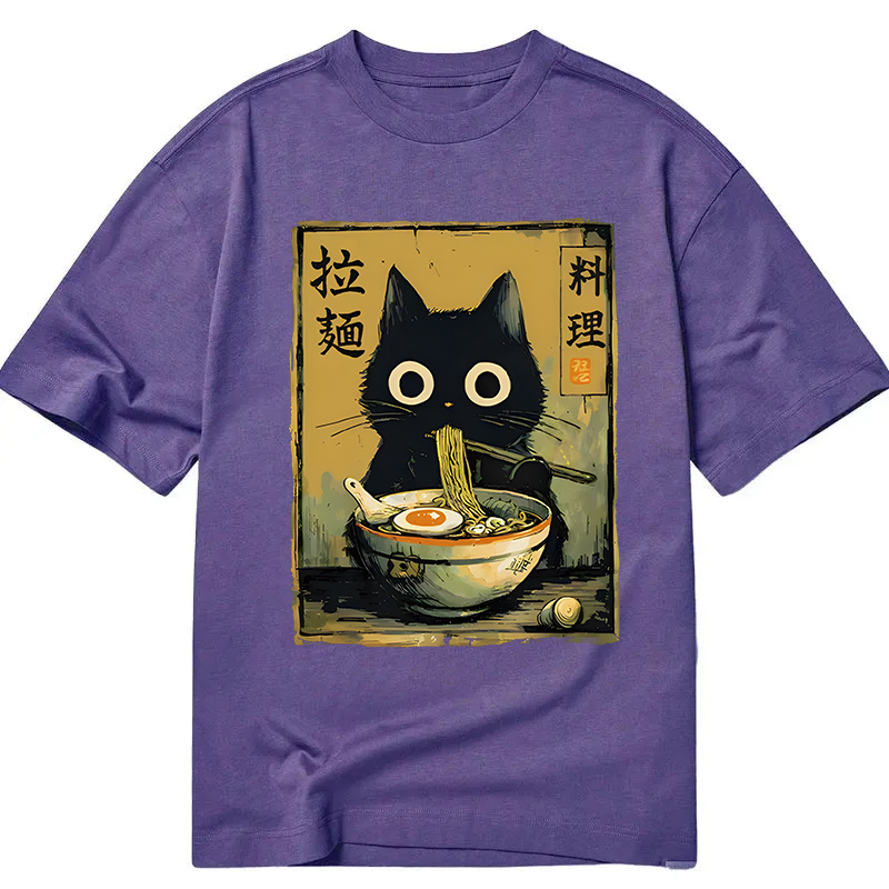 Tokyocanvas Cute Black Cat Eating Ramen Classic T-Shirt