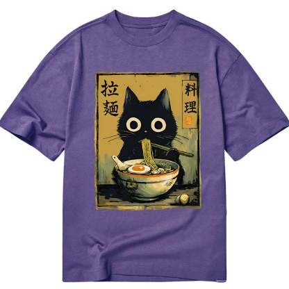 Tokyocanvas Cute Black Cat Eating Ramen Classic T-Shirt