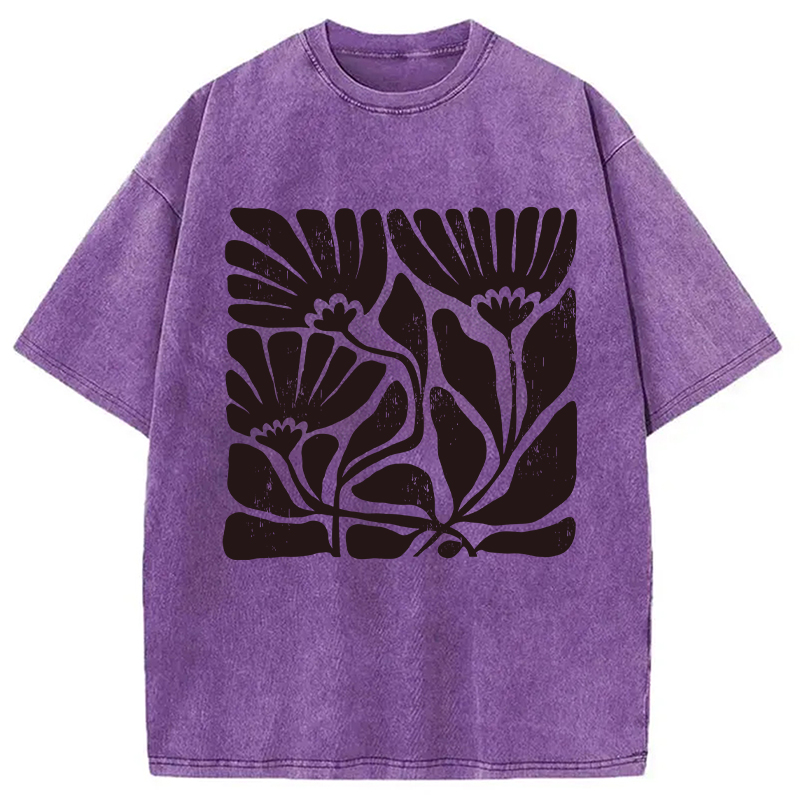 Tokyocanvas Abstract Floral Washed T-Shirt