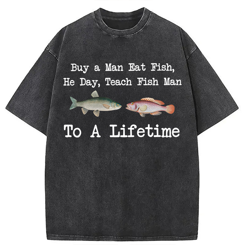 Tokyocanvas Buy a Man Eat Fish Washed T-Shirt