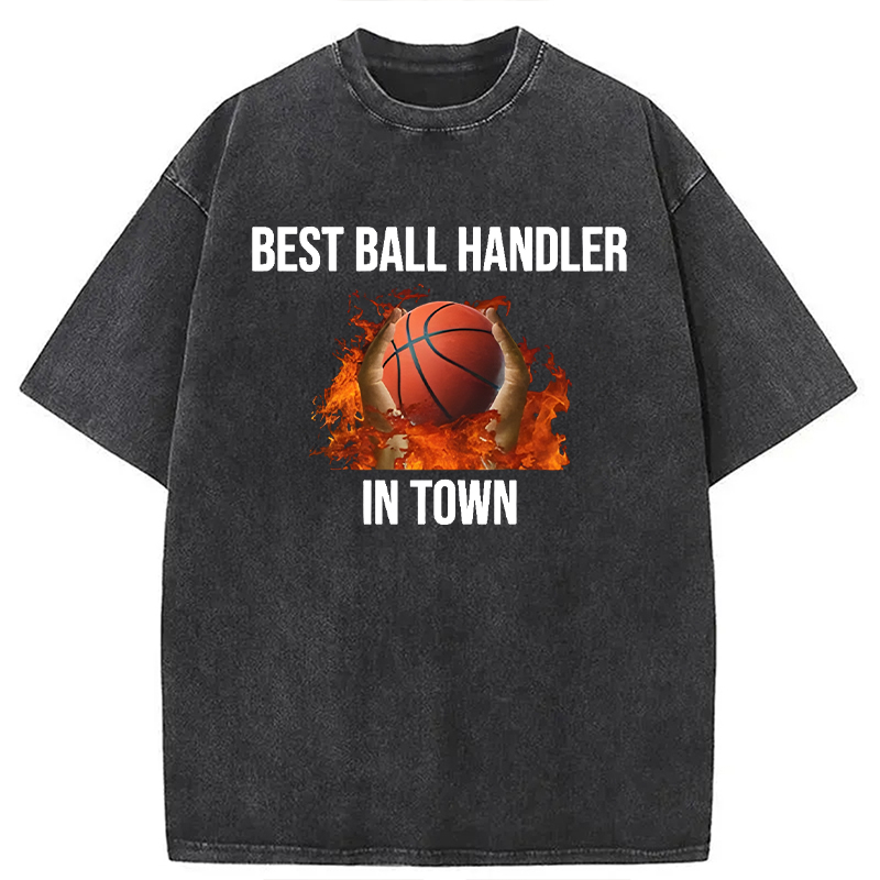 Tokyocanvas Ball Handler Basketball Funny Meme Washed T-Shirt
