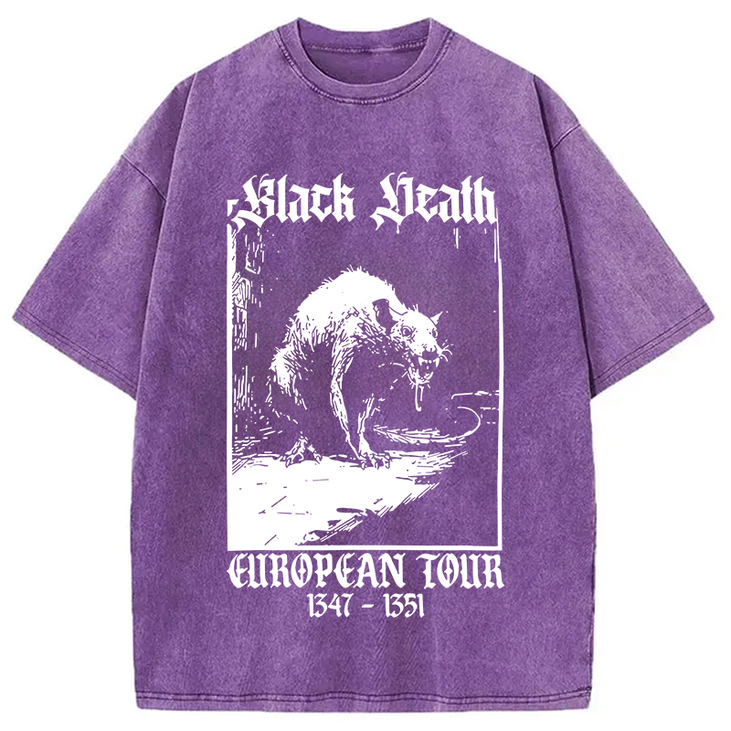 Tokyocanvas Black Death Rat Washed T-Shirt