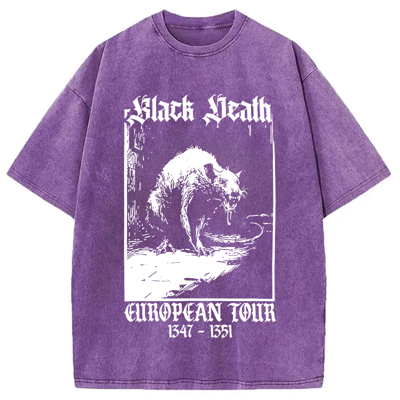 Tokyocanvas Black Death Rat Washed T-Shirt