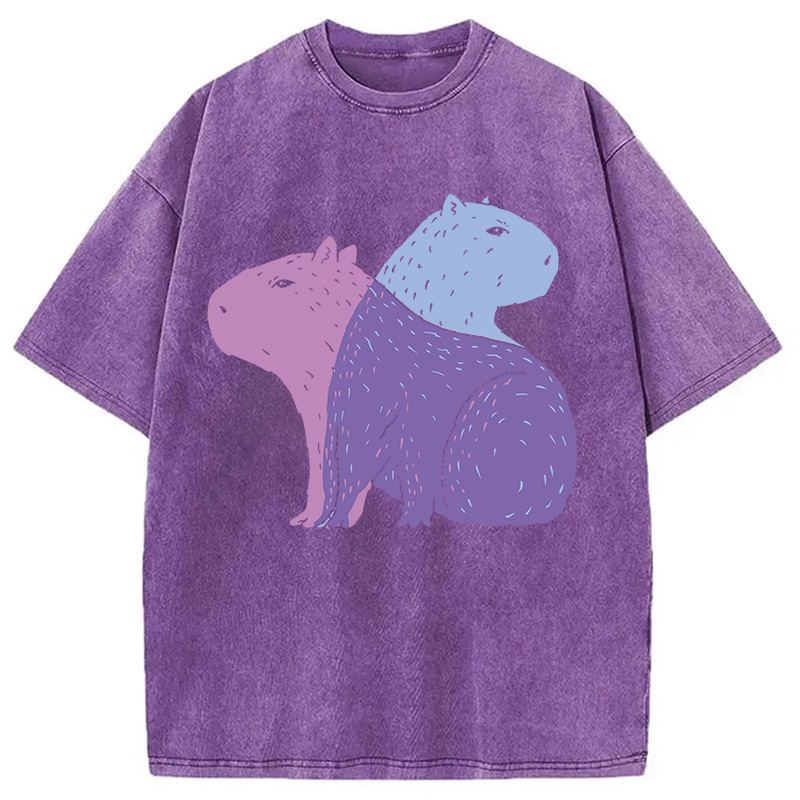 Tokyocanvas Double Capybaras Washed T-Shirt