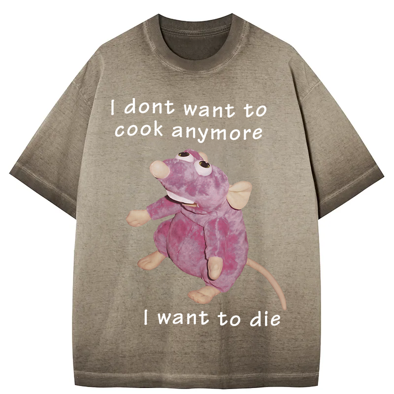 Tokyocanvas I Don't Want To Cook Anymore Gradient Washed T-Shirt