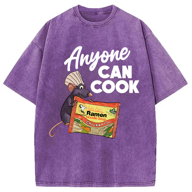 Tokyocanvas Anyone Can Cook Rat Meme Washed T-Shirt