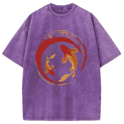 Tokyocanvas Koi Fish Enso Circle Washed T-Shirt