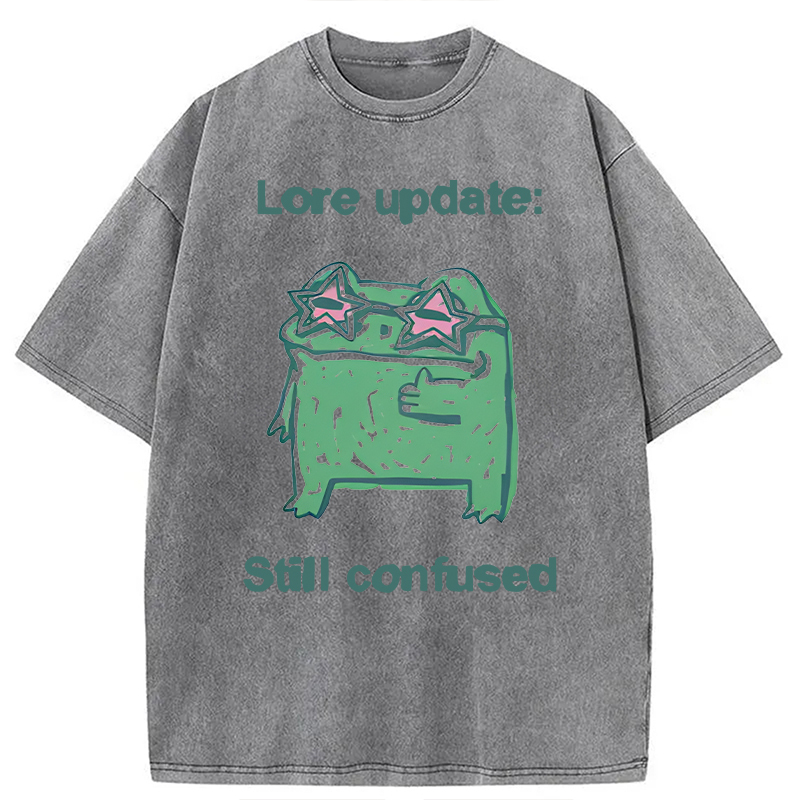 Tokyocanvas Lore Update Still Confused Frog Washed T-Shirt