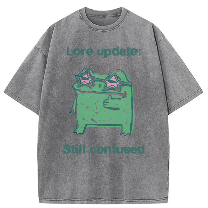 Tokyocanvas Lore Update Still Confused Frog Washed T-Shirt