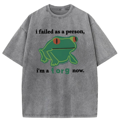 Tokyocanvas I Failed As A Person Funny Frog Meme Washed T-Shirt