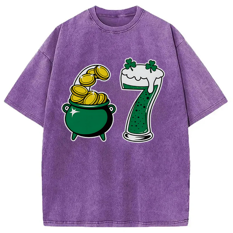 Tokyocanvas Funny 6 7 St Patricks Day Washed T-Shirt