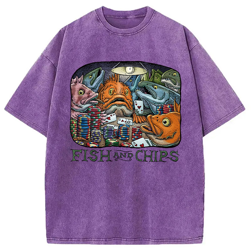 Tokyocanvas Fish And Chips Washed T-Shirt