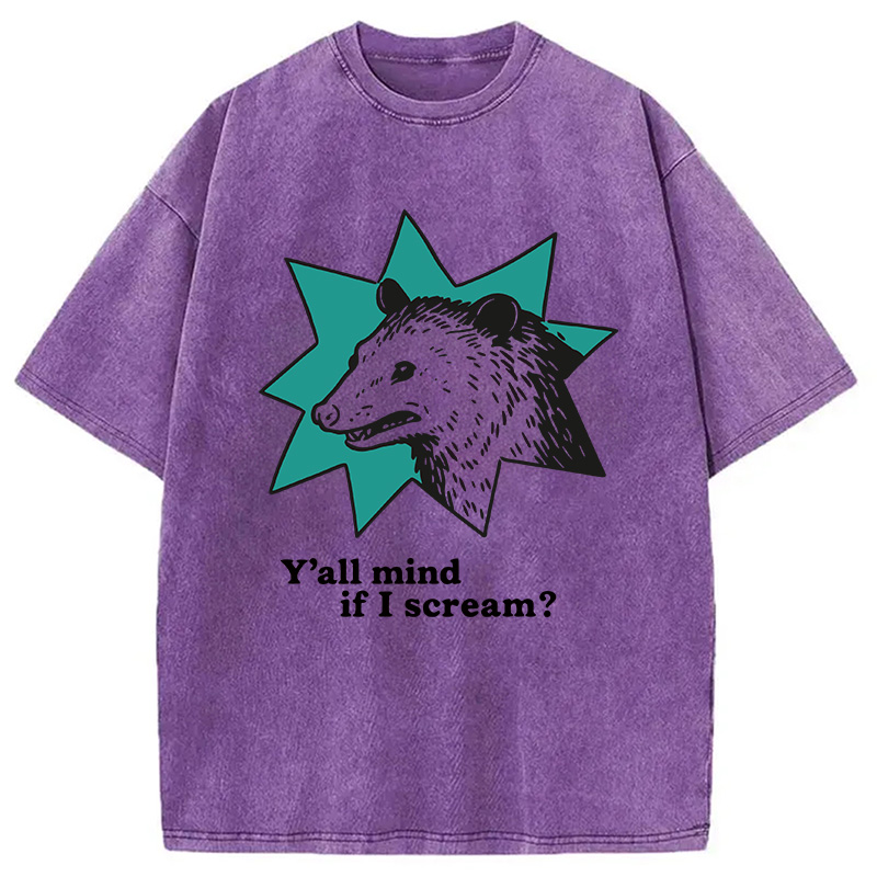 Tokyocanvas Y'all Mind If I Scream Possum Washed T-Shirt