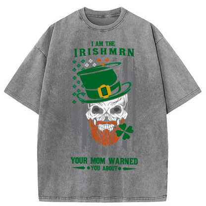Tokyocanvas Clover Skull St. Patrick's Day Washed T-Shirt