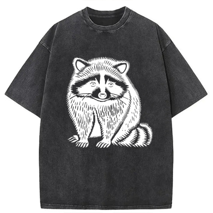 Tokyocanvas Vintage Minimalist Raccoon Washed T-Shirt