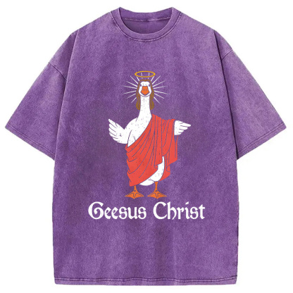Tokyocanvas Geesus Christ Funny Washed T-Shirt