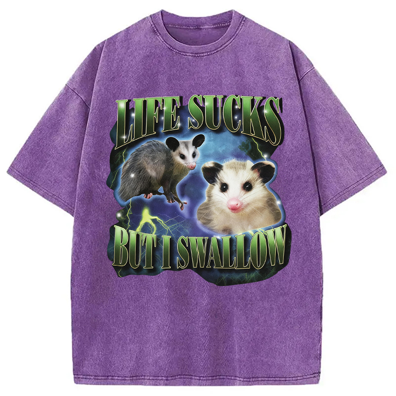 Tokyocanvas Life Sucks But I Swallow Washed T-Shirt