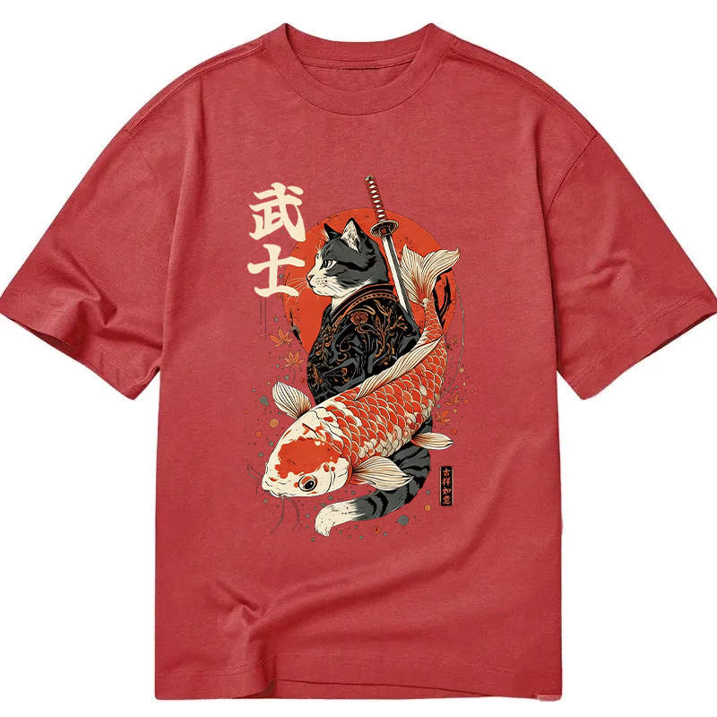 Tokyocanvas Samurai Cat And Koi Classic T-Shirt