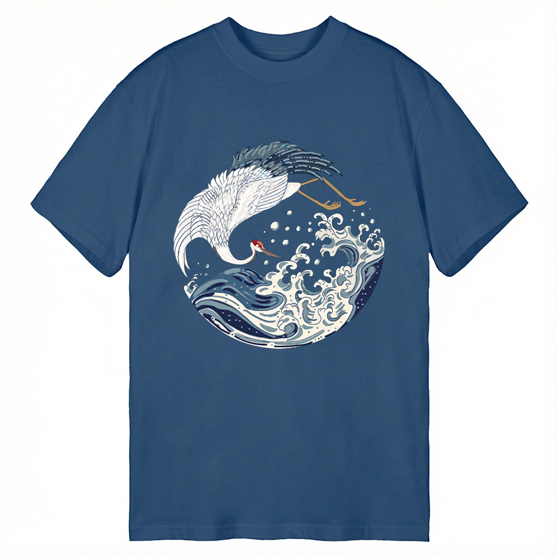 Tokyocanvas Crane Bird Wave Classic T-Shirt
