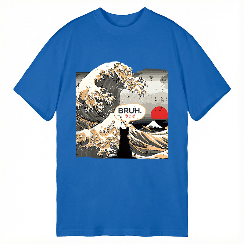 Tokyocanvas Bruh Cat Great Wave Classic T-Shirt