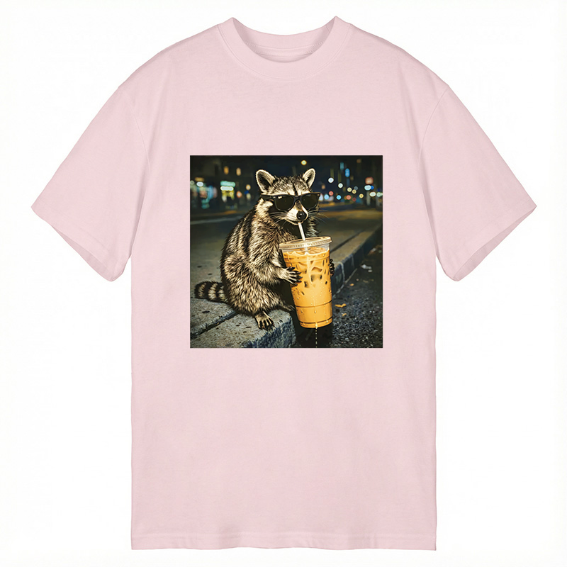 Tokyocanvas Racoon with a Ice Coffee Classic T-Shirt