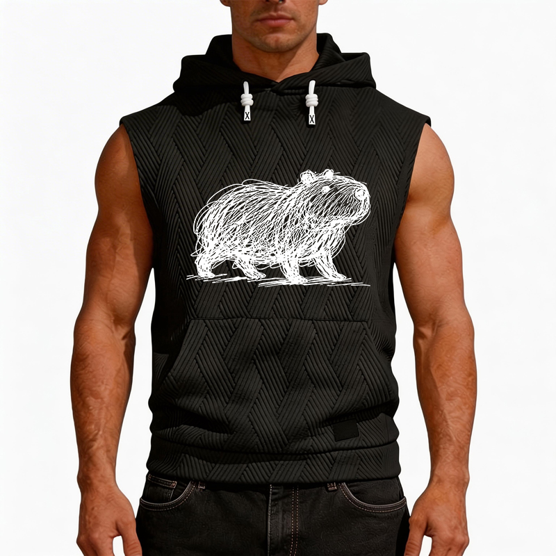 Tokyocanvas Minimalist Capybara Hooded Tank