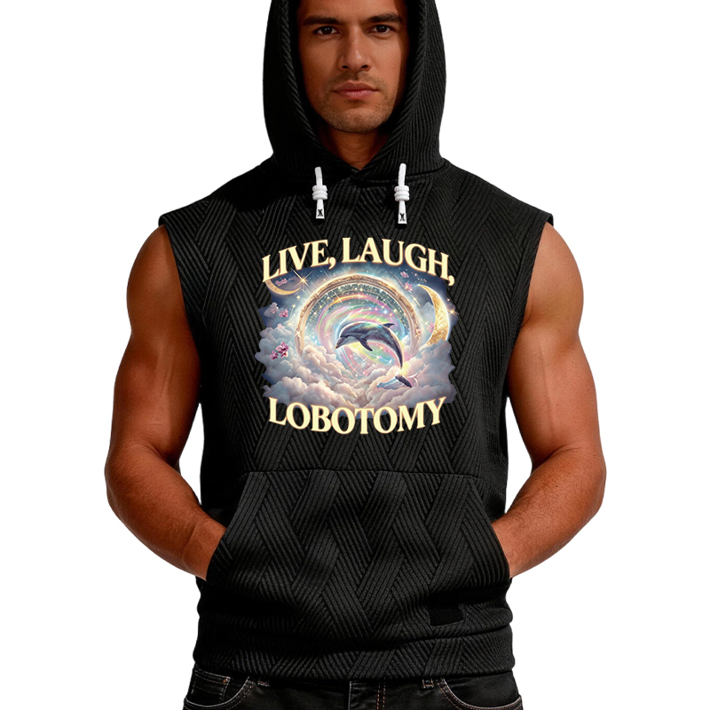 Tokyocanvas Live Laugh Lobotomy Funny Dolphin Meme Hooded Tank