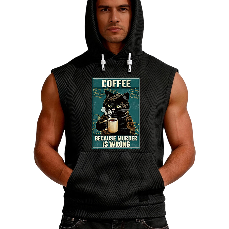 Tokyocanvas Cat Tattoo Coffee Because Murder Is Wrong Hooded Tank