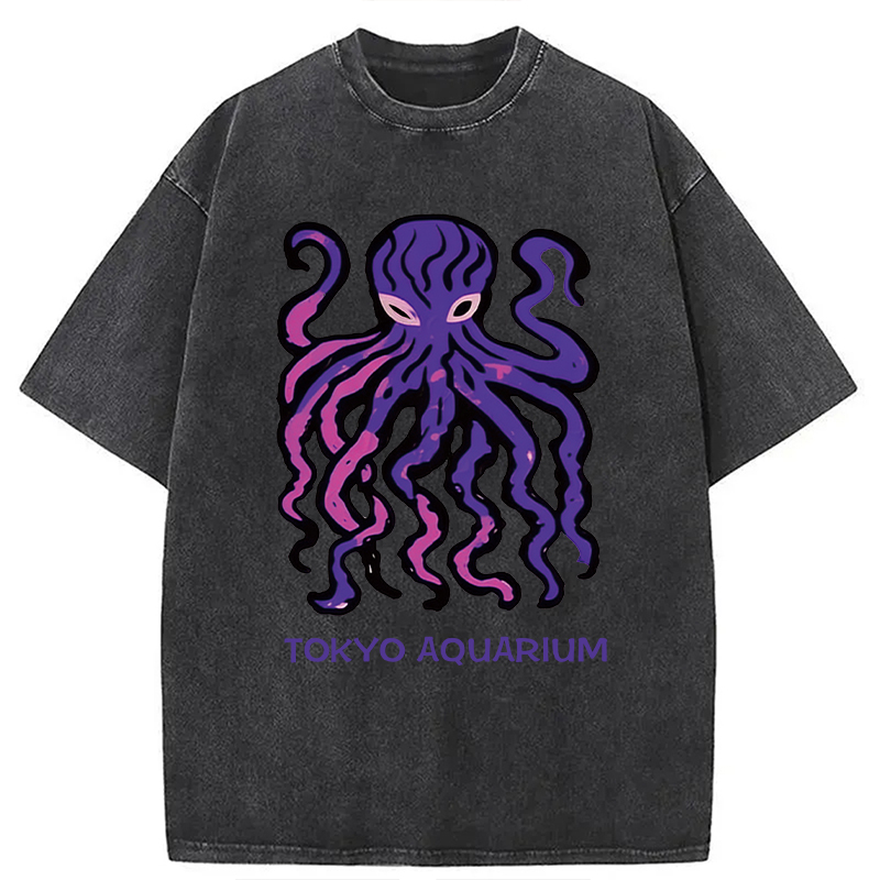 Tokyocanvas Tokyo Aquarium Octopus Washed T-Shirt