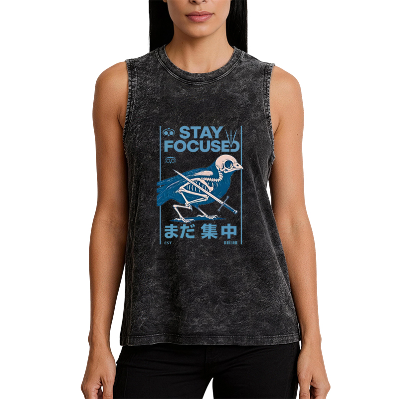 Tokyocanvas Bird Skull Japanese Washed Tank
